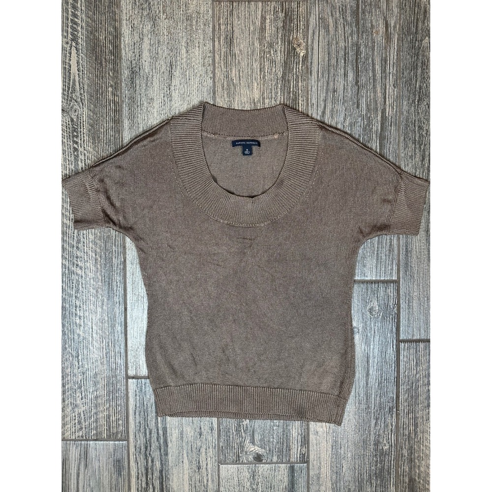 Banana Republic Brown Scoop Neck Short Sleeve Sweater